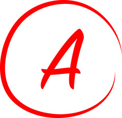 Red A grade icon with a circle