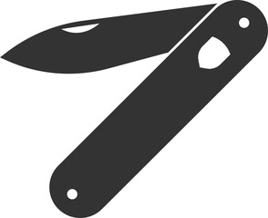 Folding Pocket Knife Icon in Black