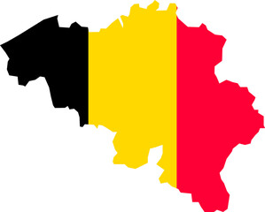 Obraz premium Belgium Map with National Flag Colors