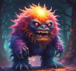 Illustration of fluffy and cute small monster.