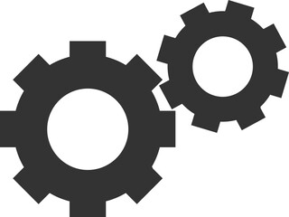 Two Interlocking Gear Icons in Black