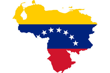 Obraz premium Venezuela Map with Flag Colors Overlay