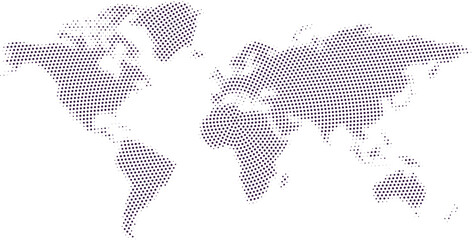 Halftone World Map in Abstract Dot Style © M-KOS