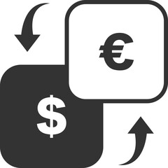 Currency Exchange Icon: Dollar to Euro with Squares