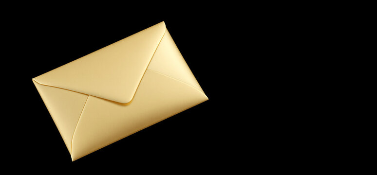 Elegant Gold Envelope Isolated on Black Background for Invitation Design
