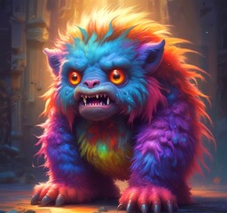 Illustration of fluffy and cute small monster.