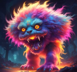 Illustration of fluffy and cute small monster.