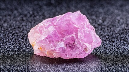 Fototapeta premium Pink crystal specimen on dark background, geology, science