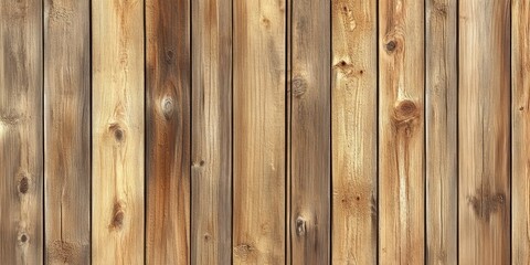 Naklejka premium Seamless light brown wooden texture background with vertical planks, featuring natural grain patterns and variations in wood color tones.