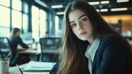 Portrait of a Young Businesswoman in a Modern Office