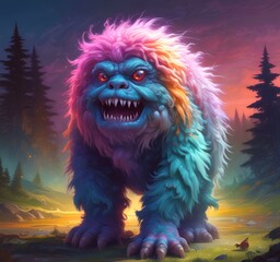 Illustration of fluffy and cute small monster.