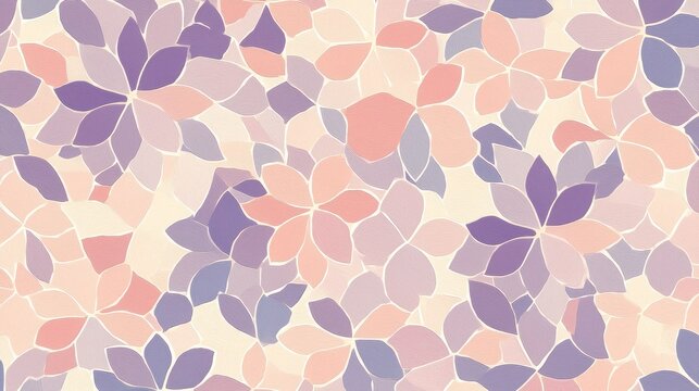 Abstract floral pattern with a soft pastel color palette in shades of pink and purple seamless design