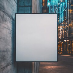 Minimalist Urban Street Poster Mockup on Concrete Wall with Modern City Background