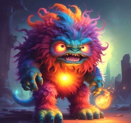 Illustration of fluffy and cute small monster.