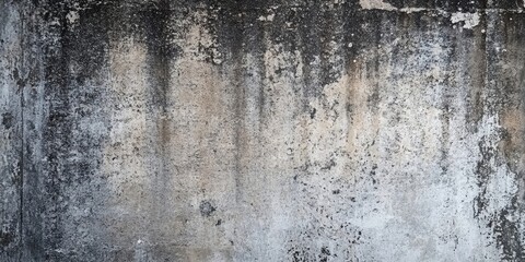 Obraz premium Aged gray concrete wall texture with weathered black streaks and uneven surface patterns ideal for background use, subtle earthy tones throughout.