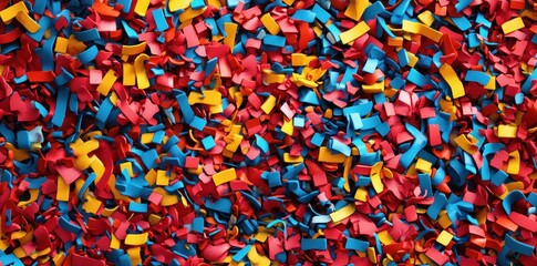 Colorful confetti pieces scattered randomly