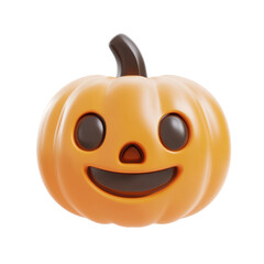 Fototapeta premium Happy Halloween Pumpkin 3D Render Smiling Jack OLantern Festive
