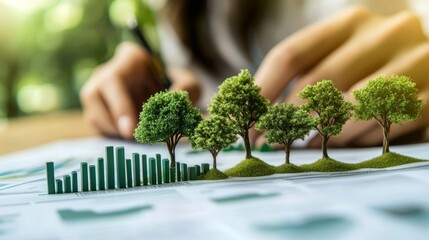 Forest growth concept, Analytics with trees, Green business, Nature and data visualization