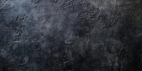 Textured dark concrete wall with subtle variations in gray tones and deep shadows ideal for modern interior design projects and graphic overlays