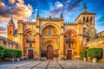 Fototapeta premium Cordoba Mosque-Cathedral Gate: Majestic Entrance, Andalusian Architecture, Spain
