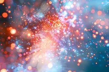 A dazzling light burst with bokeh in vibrant pink orange and teal tones