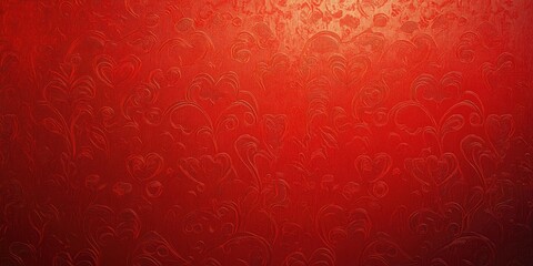 Textured red background with subtle heart patterns evenly spaced, ample blank space for overlay text, warm tones and romantic ambiance.