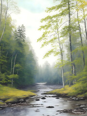 Lahemaa National Park Estonia Landscape Painting Illustration Art