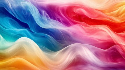 Obraz premium Colorful abstract waves, vibrant rainbow swirls, flowing textures art, dynamic color pattern, creative design visualization