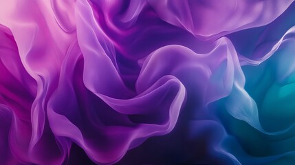 Obraz premium Purple and Teal Abstract, Flowing Waves Art, Soft Gradient Design, Dreamy Fluid Patterns, Swirling Colors