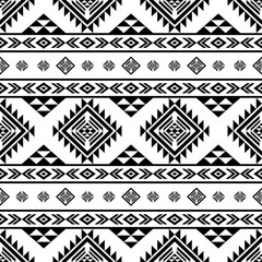 Southwest Aztec geometric Native American Mexican Navajo tribal ethnic boho indian texture ornament seamless pattern fabric black and white design vector for woven textile printing blanket rug carpet 