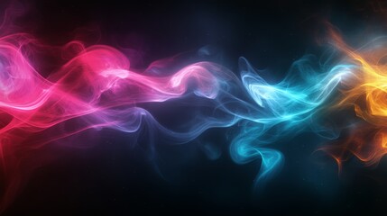 Obraz premium Colorful Smoke Swirls, Abstract Light Patterns, Vibrant Neon Colors