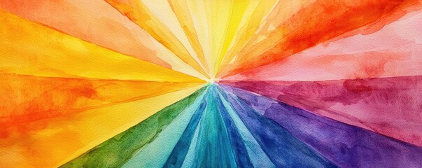 Obraz premium Starburst watercolor concept. Colorful watercolor background with vibrant rays radiating outward, ideal for design.