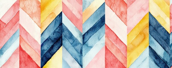 Retro watercolor idea. Colorful watercolor chevron pattern, ideal for creative projects and backgrounds.
