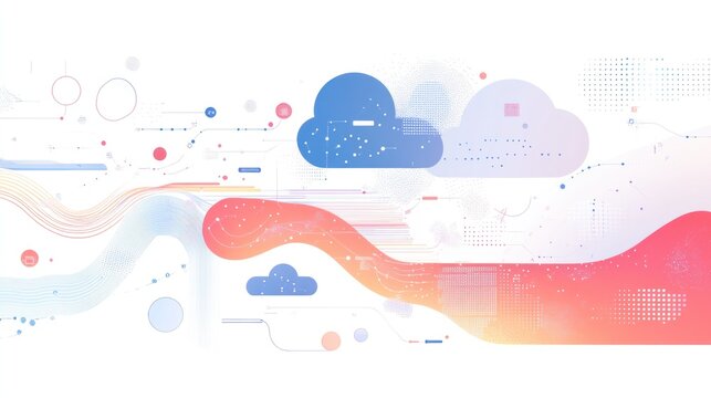 Abstract cloud computing network data flow.