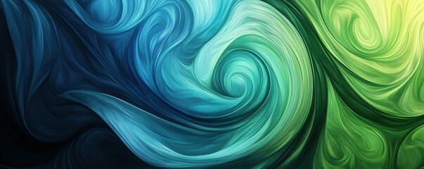 Obraz premium Abstract art piece with swirling blue and green paint textures.