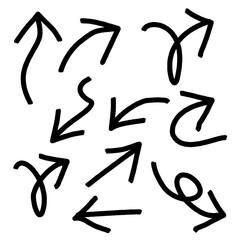 Hand drawn brush vector arrows Icon set.