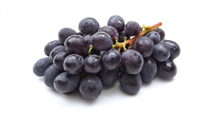 A cluster of succulent grapes with plump, glossy skins, Each grape glistening with freshness