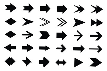 Set arrow icon. Collection different arrows sign of the right, left, up, down direction. Black vector abstract elements isolated on white background