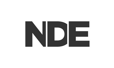 NDE logo design template with strong and modern bold text. Initial based vector logotype featuring simple and minimal typography. Trendy company identity.