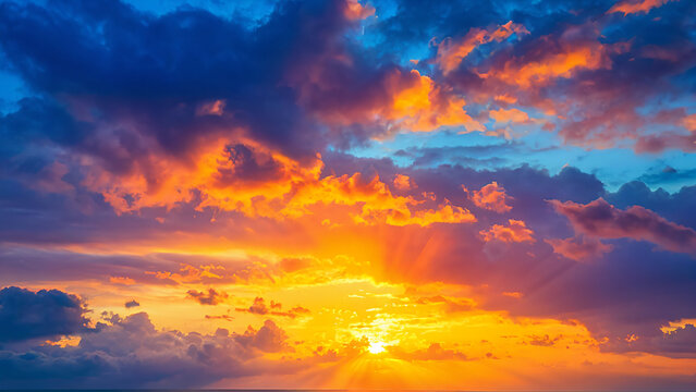 red and blue sunset sky