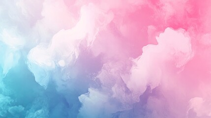 Fototapeta premium Colorful Dreamy Abstract Painting, Soft Pastel Cloudy Art, Pink Blue White Gradient