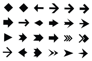 Set arrow icon. Collection different arrows sign of the right, left, up, down direction. Black vector abstract elements isolated on white background