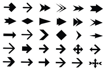 set of Different Right arrow icon white background