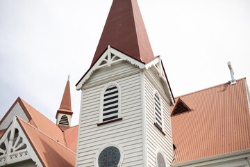 old timber white red church building religion worship