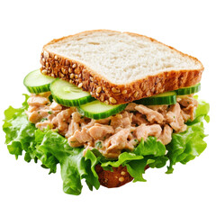 Delicious Tuna Salad Sandwich on transparent background.