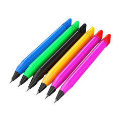 Fototapeta premium Colorful Pencils Arranged on Vibrant Background Stationery Supplies Art Design,