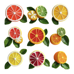 Citrus Fruits Collage Vibrant Colors Summer Refreshment