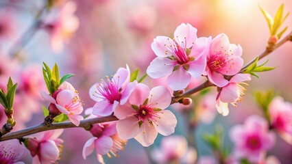 Fototapeta premium Delicate Peach Blossoms in Spring - Copy Space for Text
