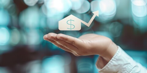 With a percentage symbol, the business hand displays an upward-pointing arrow, Generative AI.