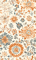 Seamless Tile Patterns Featuring Intricate Geometric and Floral Motifs, Hand-Drawn Doodles, and Traditional Ethnic Designs in Muted and Vibrant Color Palettes